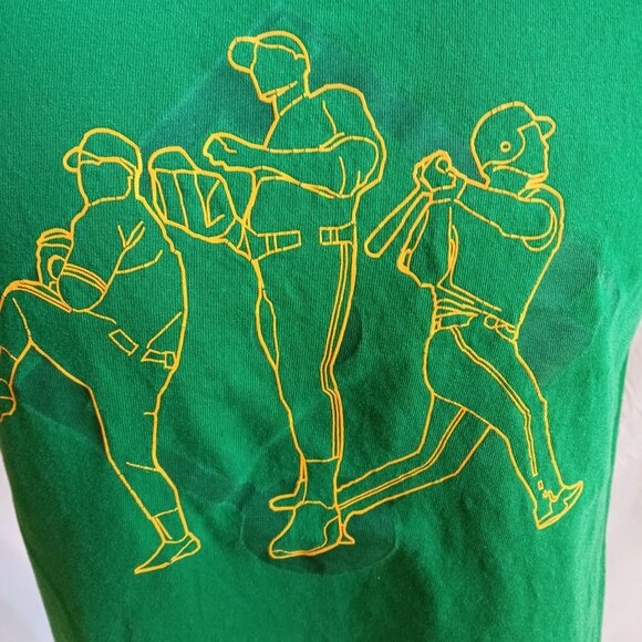 Vintage Men's T-shirt Small Y2K 00 Green Starter Baseball Pitcher Logo Graphic - Picture 2 of 11